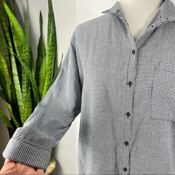 JOIE women’s x-Small XS Houndstooth Button down cotton shirt - Picture 5 of 12
